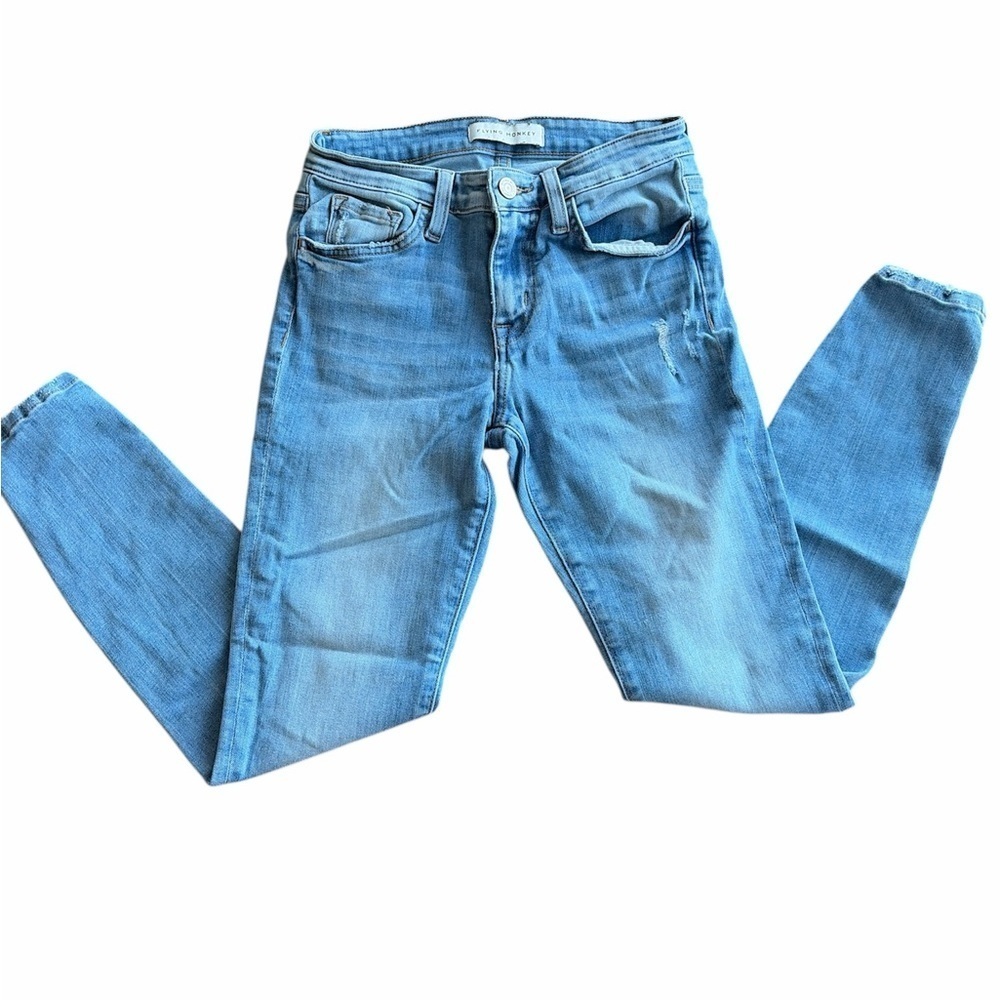 Flying Monkey Women's Light Blue Skinny Jeans Lightly Distressed Size 24